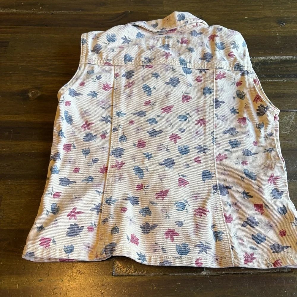 Vintage Floral Denim Vest H&M Y2K Jeans Cotton Girls 12 Large Sporty Tween Girly